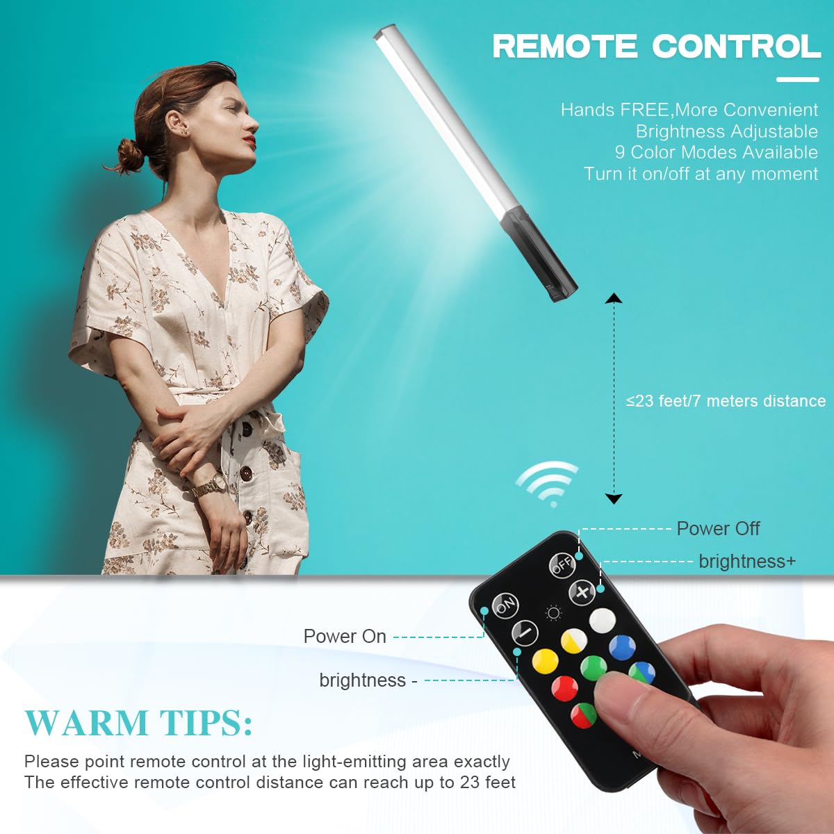 Hagibis Rgb Photography Light Wand, Handheld Led Video Light 9 Colors, With Built In Rechargable Battery And Remote Control, 100